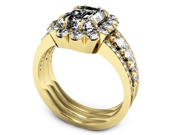 Złoty Pierścionek z diamentami żółte złoto 585 - P15339z