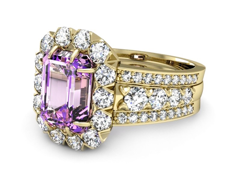 Pierścionek z ametystem i brylantami - P15339zat — zdjęcie 2