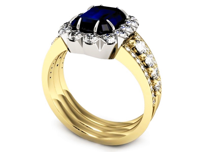 Pierścionek z szafirem i brylantami - P15339zbsz — zdjęcie 3