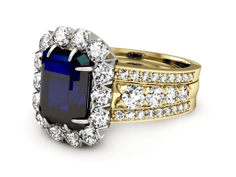 Pierścionek z szafirem i brylantami - P15339zbsz — zdjęcie 2