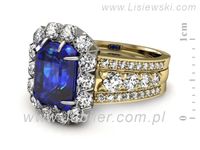 Pierścionek z szafirem i diamentami z żółtego i białego złota - P15339zbszc- 2