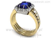 Pierścionek z szafirem i diamentami z żółtego i białego złota - P15339zbszc- 3