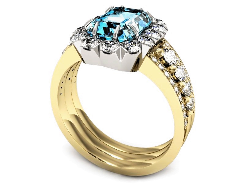 Pierścionek z topazem i brylantami - P15339zbtp — zdjęcie 3