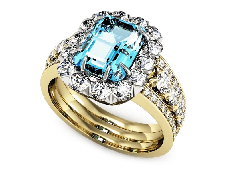 Pierścionek z topazem i brylantami - P15339zbtp