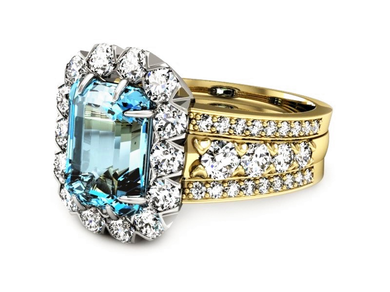 Pierścionek z topazem i brylantami - P15339zbtp — zdjęcie 2