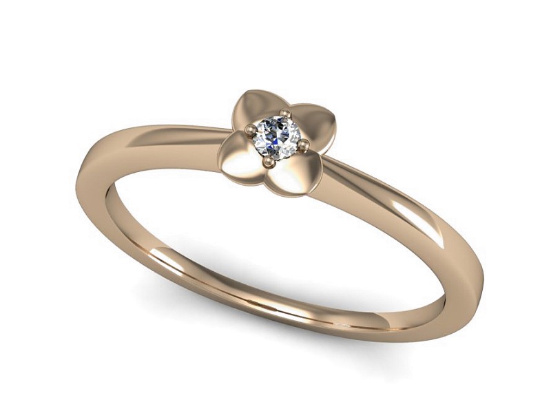 Złoty pierścionek z brylantem różowe złoto - P15341c — zdjęcie 3