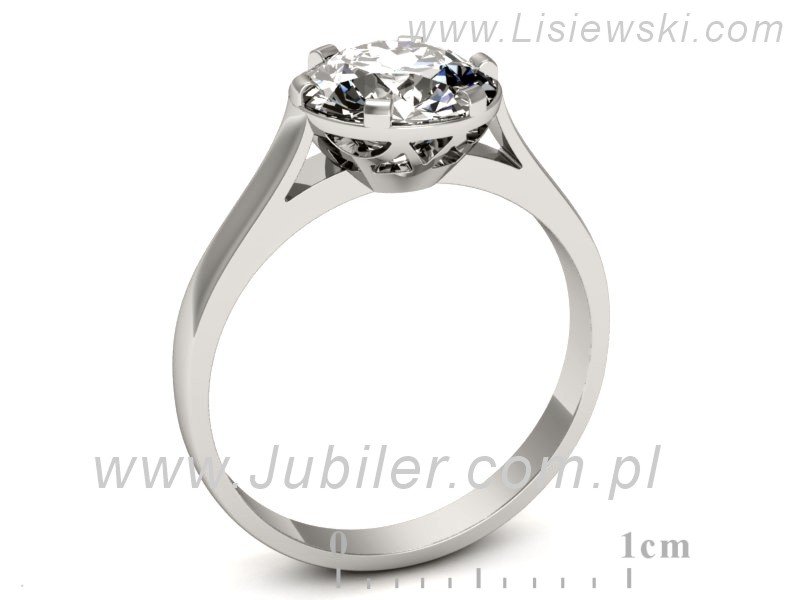 Złoty pierścionek z brylantem białe złoto - P15343b — zdjęcie 3