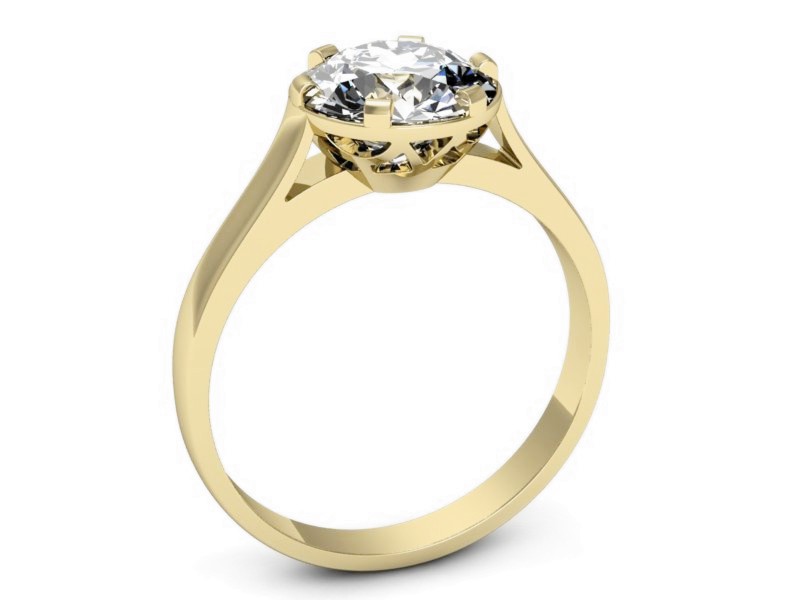 Złoty pierścionek z brylantem żółte złoto - P15343z — zdjęcie 3