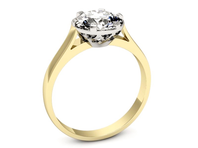 Pierścionek z diamentem żółte i białe złoto - P15343zb — zdjęcie 3