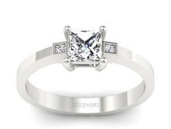 Złoty pierścionek z diamentami białe złoto - P15345b