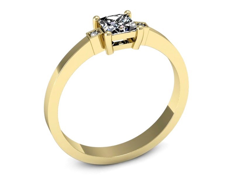 Złoty pierścionek z diamentami żółte złoto - P15345z — zdjęcie 3