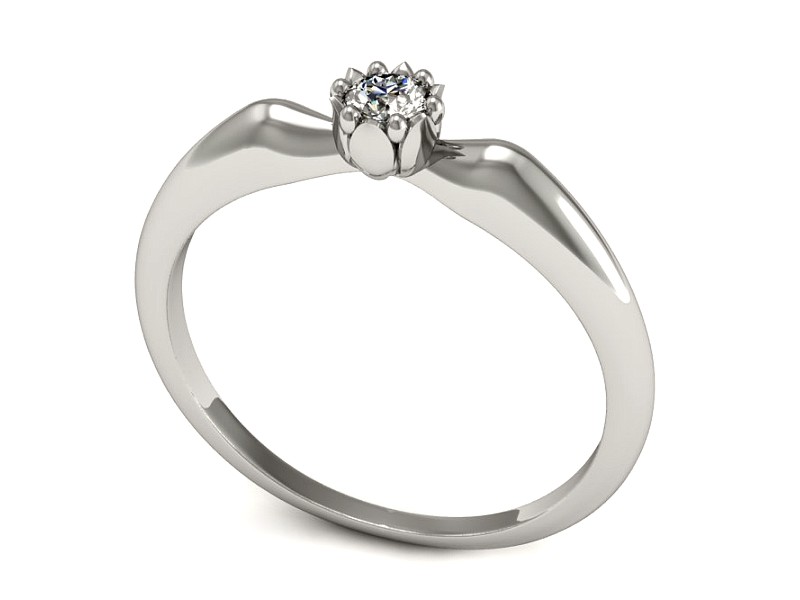 Złoty pierścionek z brylantem białe złoto - P15349b — zdjęcie 3