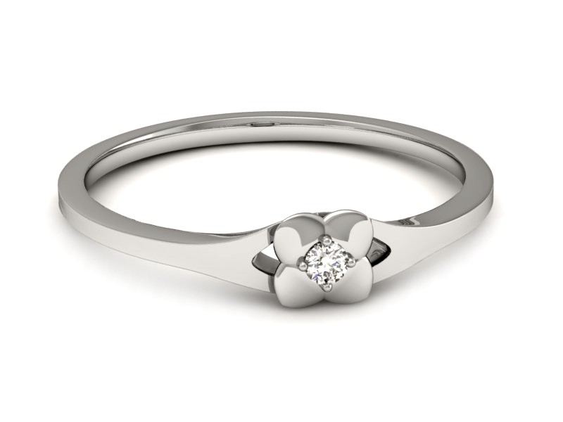 Złoty pierścionek z brylantem białe złoto - P15350b — zdjęcie 5