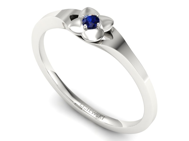 Złoty pierścionek z szafirem białe złoto - P15350bsz — zdjęcie 3