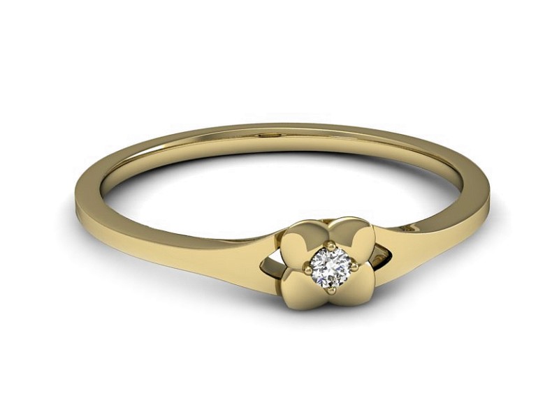 Złoty pierścionek z brylantem żółte złoto - P15350z — zdjęcie 5