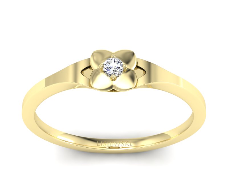 Złoty pierścionek z brylantem żółte złoto - P15350z