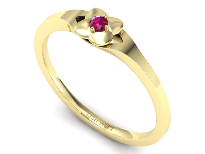 Złoty pierścionek z rubinem żółte złoto - P15350zr — zdjęcie 3