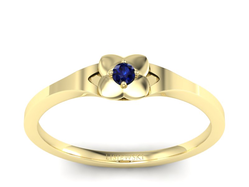 Złoty pierścionek z szafirem żółte złoto - P15350zsz