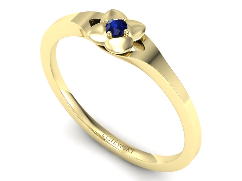 Złoty pierścionek z szafirem żółte złoto - P15350zsz — zdjęcie 3