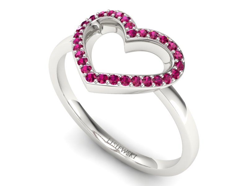 Złoty pierścionek z rubinami białe złoto - P15352br — zdjęcie 3