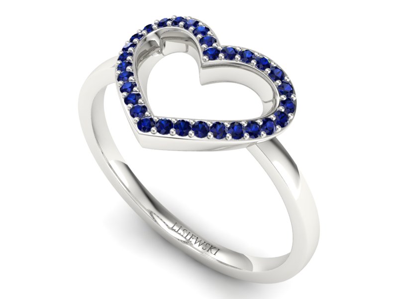 Złoty pierścionek z szafirami białe złoto - P15352bsz — zdjęcie 3