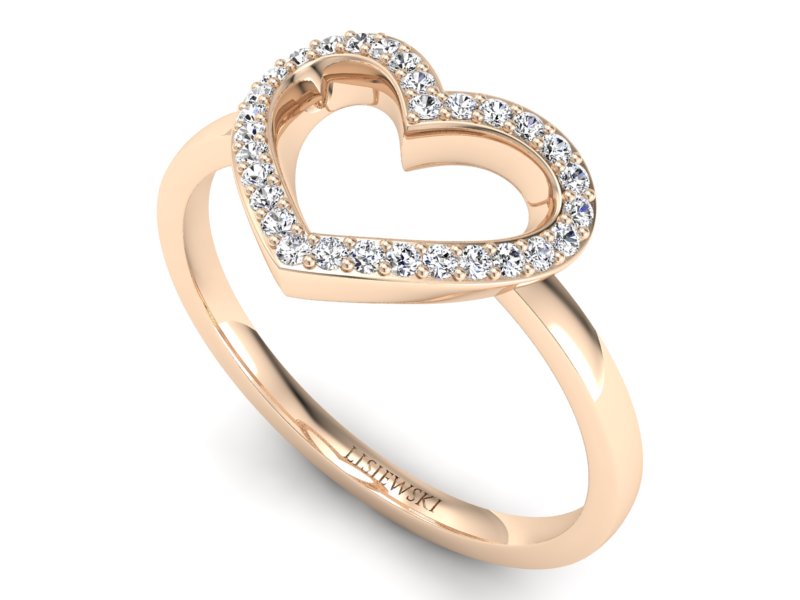 Złoty pierścionek z brylantami różowe złoto - P15352c — zdjęcie 3