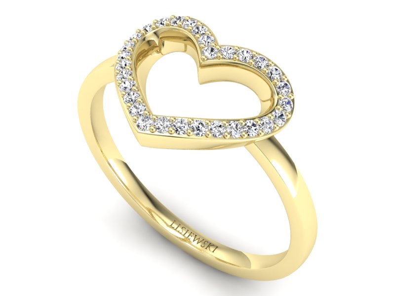 Złoty pierścionek z brylantami żółte złoto - P15352z — zdjęcie 3