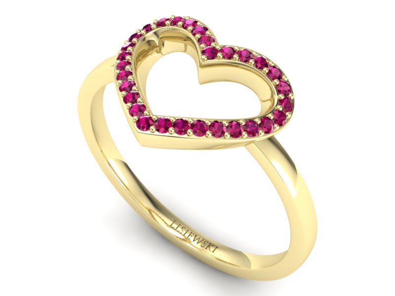 Złoty pierścionek z rubinami żółte złoto - P15352zr — zdjęcie 3