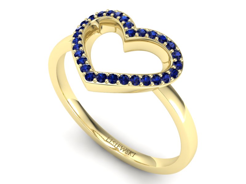 Złoty pierścionek z szafirami żółte złoto - P15352zsz — zdjęcie 3