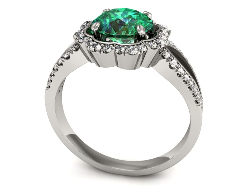 Złoty pierścionek ze szmaragdem i brylantami - P15355bsm — zdjęcie 3