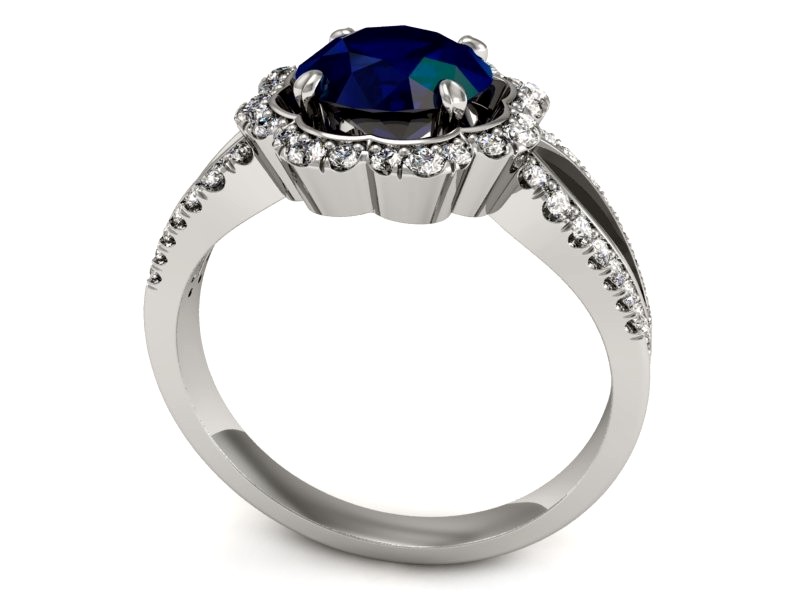 Pierścionek z szafirem i brylantami białe złoto - P15355bsz — zdjęcie 3