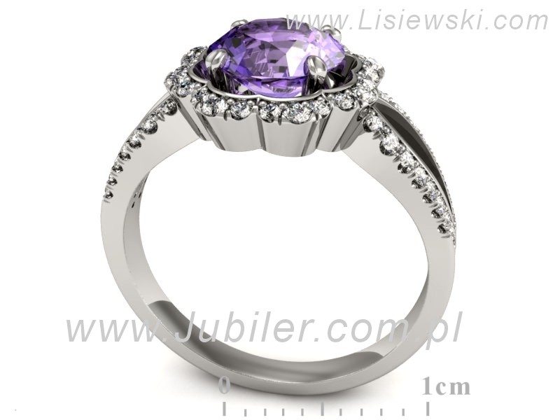 Pierścionek z tanzanitem białe złoto i brylantami - P15355bt — zdjęcie 3