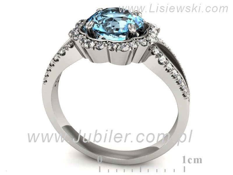 Pierścionek z topazem i brylantami białe złoto - P15355btp — zdjęcie 3