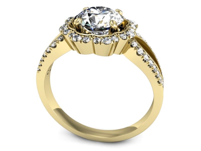 Złoty pierścionek z brylantami żółte złoto - P15355z — zdjęcie 3