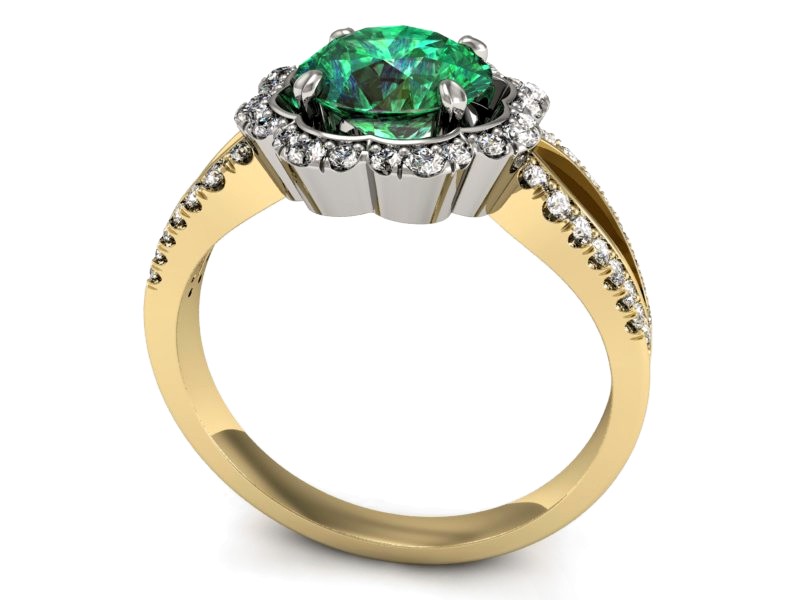 Pierścionek ze szmaragdem i diamentami - P15355zbsm — zdjęcie 3