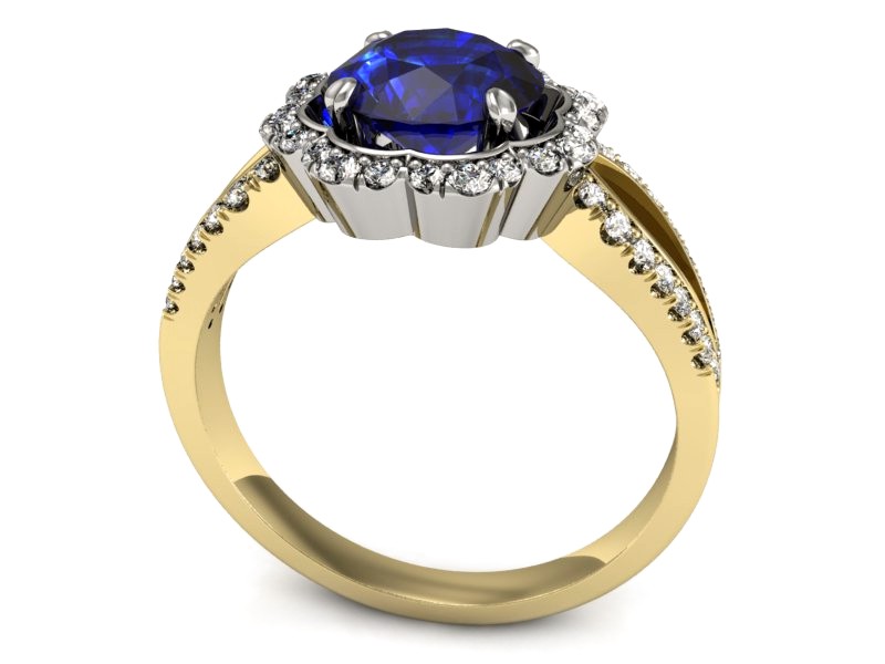 Pierścionek z szafirem i diamentami - P15355zbszc — zdjęcie 3