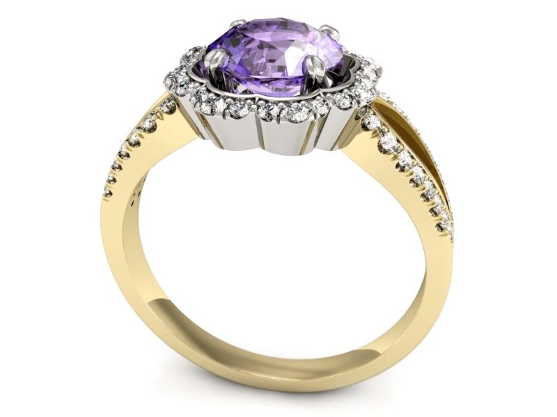 Pierścionek z tanzanitem i brylantami - P15355zbt — zdjęcie 3