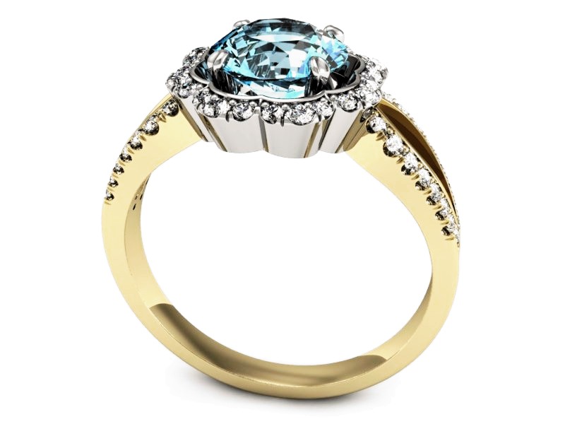 Pierścionek topaz i brylanty złoto - P15355zbtp — zdjęcie 3