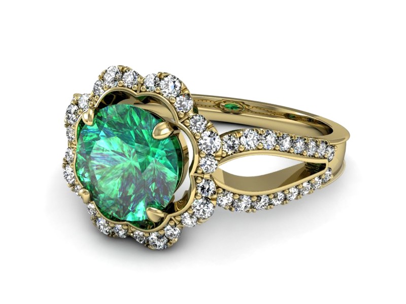 Pierścionek ze szmaragdem i brylantami - P15355zsm — zdjęcie 2