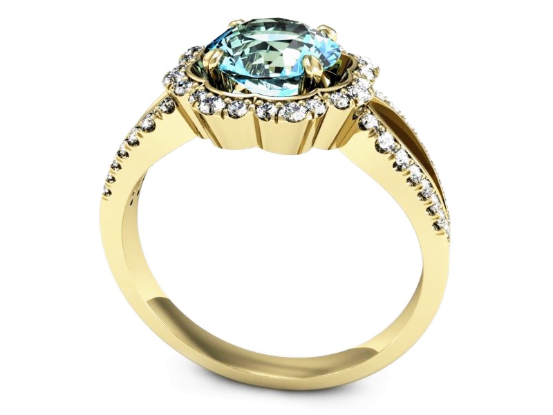 Złoty pierścionek z topazem i brylantami - P15355ztp — zdjęcie 3