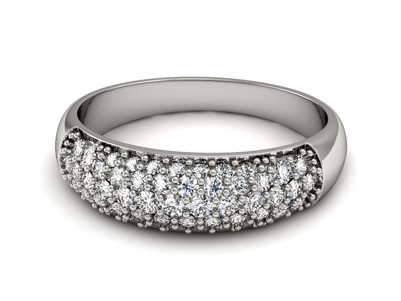 Złoty pierścionek z brylantami białe złoto - P15356b — zdjęcie 2