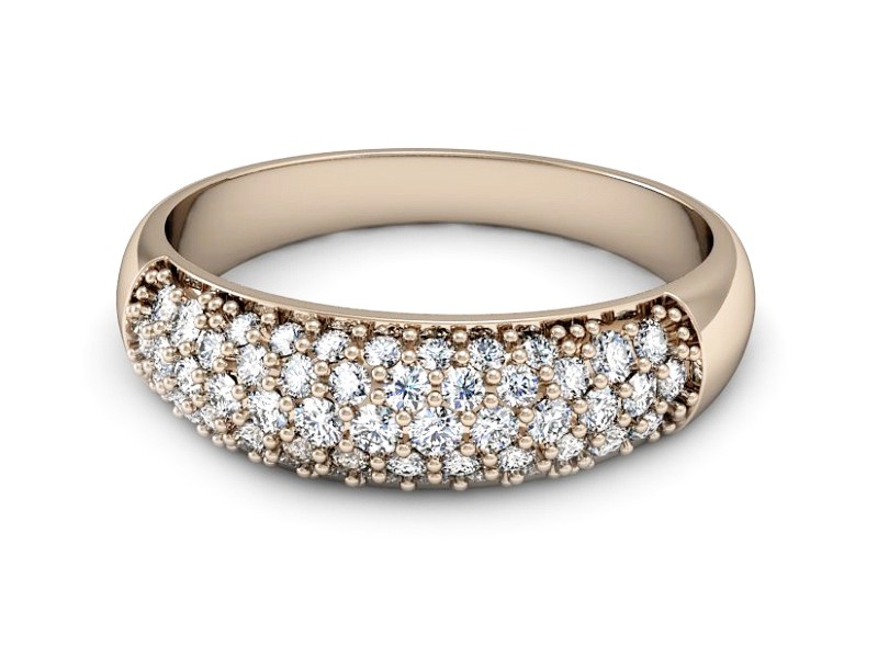 Złoty pierścionek z brylantami różowe złoto - P15356c — zdjęcie 2