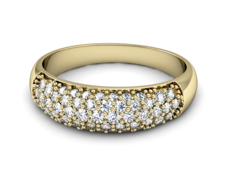 Złoty pierścionek z brylantami żółte złoto - P15356z — zdjęcie 2