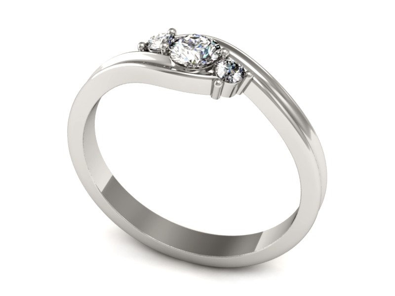 Złoty pierścionek z brylantami białe złoto - P15359b — zdjęcie 3