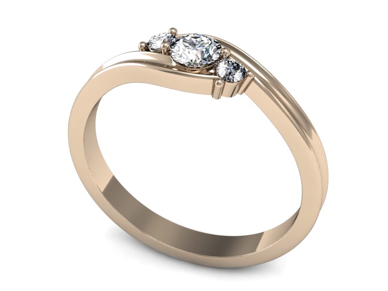Złoty pierścionek z brylantami różowe złoto - P15359c — zdjęcie 3