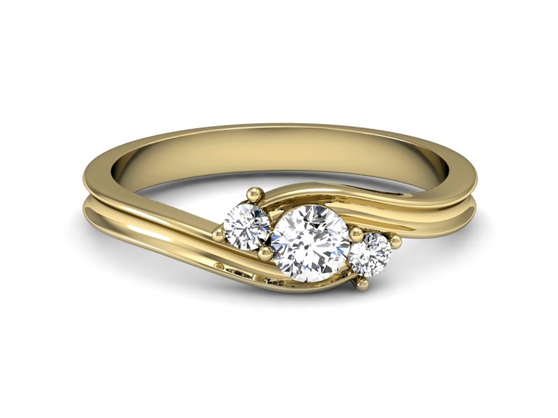 Złoty pierścionek z brylantami żółte złoto - P15359z — zdjęcie 2