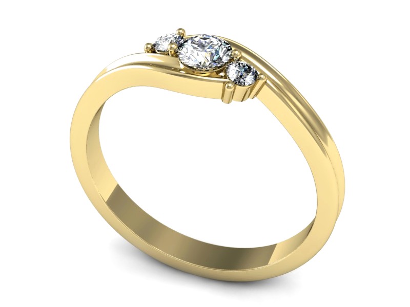 Złoty pierścionek z brylantami żółte złoto - P15359z — zdjęcie 3