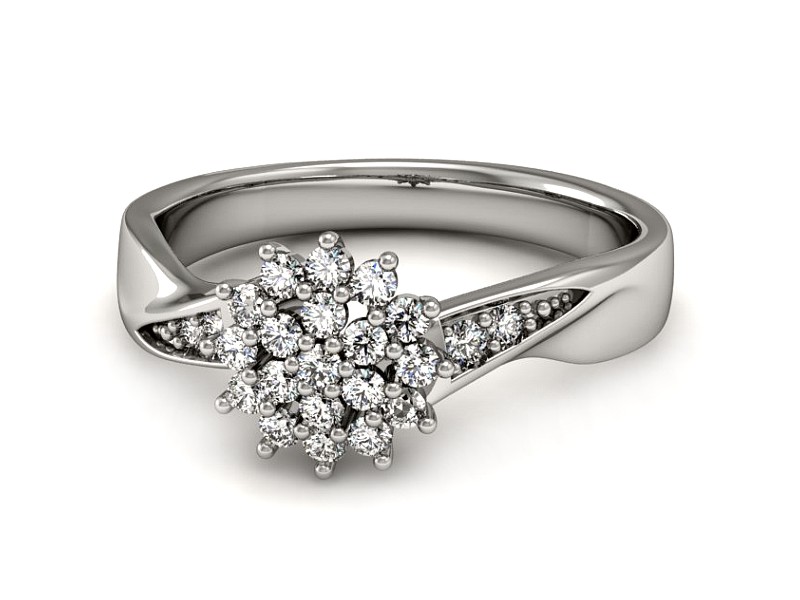 Złoty pierścionek z brylantami białe złoto - P15360b — zdjęcie 5