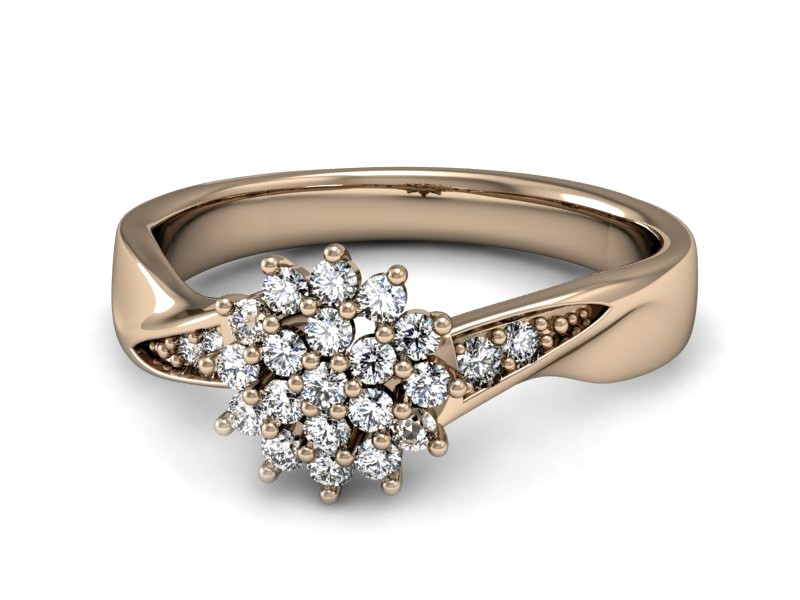 Złoty pierścionek z brylantami różowe złoto - P15360c — zdjęcie 5
