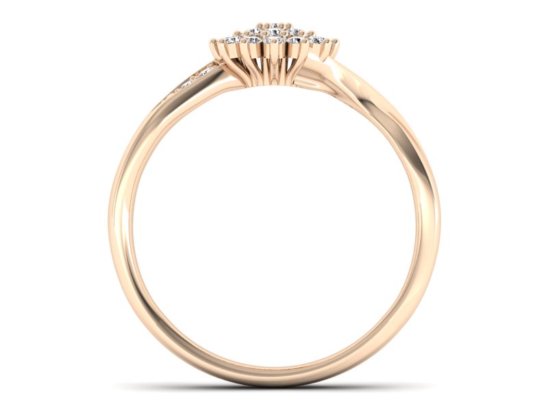 Złoty pierścionek z brylantami różowe złoto - P15360c — zdjęcie 2